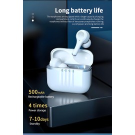 ANC/ENC Noise Cancelling Wireless Earbuds Bluetooth 5.2 Earphone Microphone Stereo Surround Sound Touch Control Water-Resistant Headphone (White)