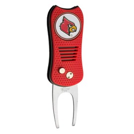 Mobile Pro Shop Switchblade Divot Repair Tool with Logo Printed Removable Magnetic Ball Marker-Best Divot Fixer (Louisville Cardinals)