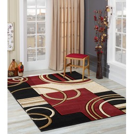 GLORY RUGS Area Rug Modern 8x10 Dark Red Soft Hand Carved Contemporary Floor Carpet with Premium Fluffy Texture for Indoor Living Dining Room and Bedroom Area