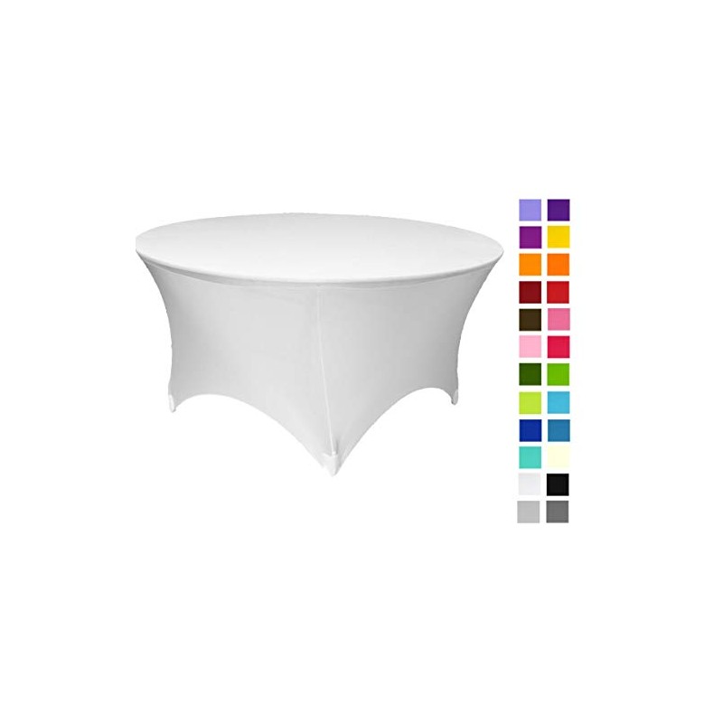 podlinen WHITE spandex stretch cover tablecloth for 6ft foot round
