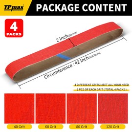 2x42 Inch Ceramic Sanding Belts (40/60/80/120 Grits) – High-Performance Sander Sharpening Belts for Knife Making, Metalworking, and Woodworking