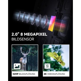 ZIMOCE Mini Wildlife Camera, 32MP, 4K Wildlife Camera with Motion Sensor, Night Vision, 20 m Infrared Wildlife Camera, 940 nm IR LEDs, Hunting Camera, 0.2s Trigger Speed, 60° Wide Angle, IP66, for