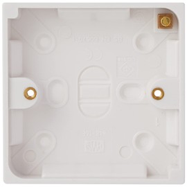 Merriway BH02625 Moulded Light Switch Surface Pattress Box 1 Gang Single - 16mm (5/8 inch) Depth , White