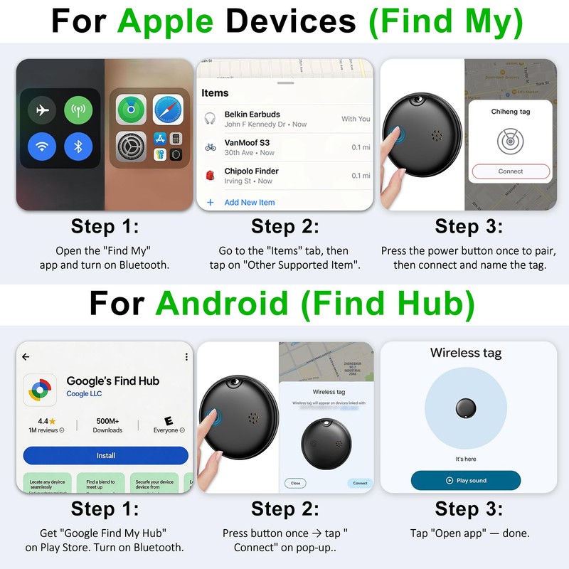 2026 Upgrade 4-Pack Smart Bluetooth Tracker – Android AirTag, Works
