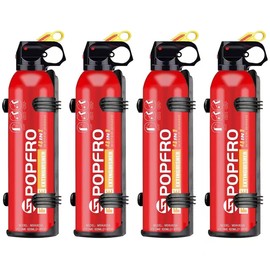 POPFRO 4-in-1 Small Fire Extinguisher for Home, Garage, Kitchen, Car | For Electric, Textile and Grease Fires | Non-Toxic, Easy Clean | Wall Mount Incl (4 pack)