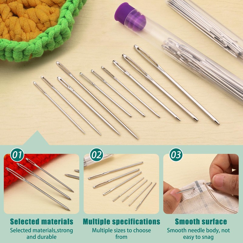 Bupete 42 Pcs Large Eye Blunt Yarn Needles Set, Darning
