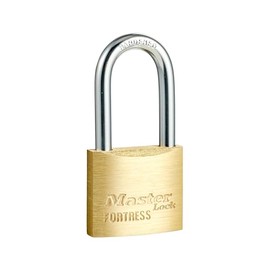 Master Lock Solid Brass Body 40mm Wide Economy Padlock with Keys - Mini Lock with 4-pin Anti-Pick Cylinder and Cut-Resistant Steel Shackle - Small Lock with Long Shackle and Key