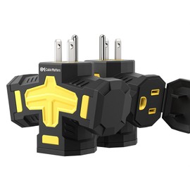 [ETL Listed] Cable Matters 2-Pack 3 Way Outdoor Plug Splitter 15A 1875W (Indoor/Outdoor Multi Plug Outlet, 3 Way Plug Adapter) in Black