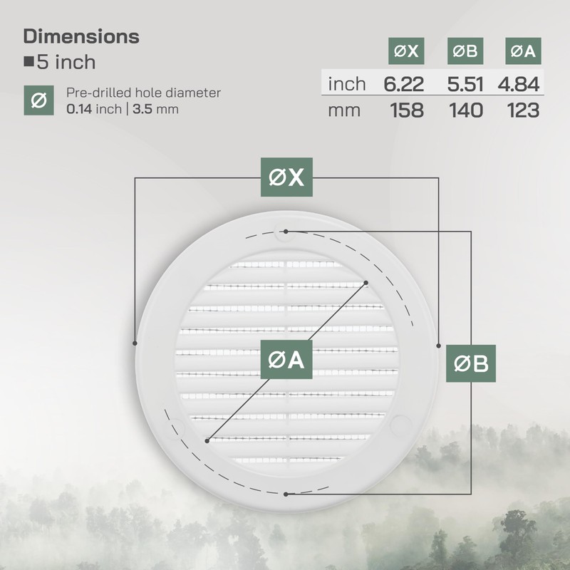 Vent Systems 5" Inch (Opening Dimensions) - Pack of 2