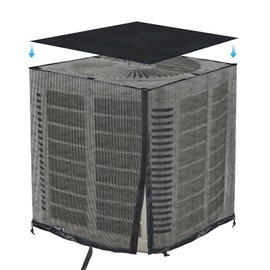 Qualward Full Mesh Central Air Conditioner Cover with Detachable Top, Ventilated & All Seasons AC Cover Design, 26×26×32 Inch