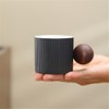Xiaokangpao 4Pcs Ceramic Vertical Stripes Mini Cups,Easy to Clean,Espresso Cups