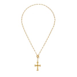 Gold Cross Necklaces for Women Statement Pendant Non Tarnish Gold Christian Faith Necklace Simple Chain Faith Jewelry(N4-1)
