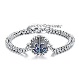 Grmdit Poseidon Bracelet 925 Sterling Silver Trident Bracelet Greek Poseidon Jewelry Gifts for Men