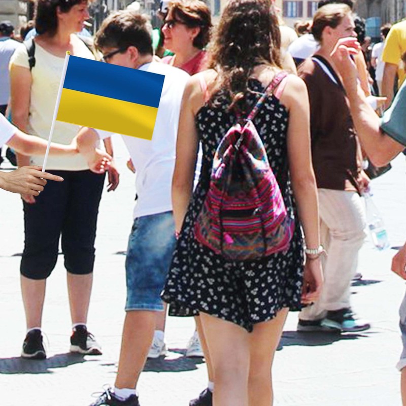 Ukraine Handheld Small Flag Set,10 PCS 5×8 Inch Mini Ukrainians