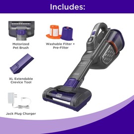 BLACK+DECKER dust buster Handheld Vacuum Cordless Rechargeable Mini Vacuum Cleaner for Home Pet Hair and Car Portable furbuster AdvancedClean+ (HHVK515JP07)