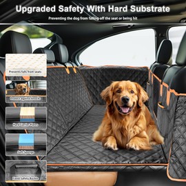 Dog Car Seat Cover for Back Seat, Hard Bottom Car Seat Cover for Dogs with Door Protectors for Traveling and Camping with Pets, Waterproof and Scratch-Resistant, Suitable for Cars