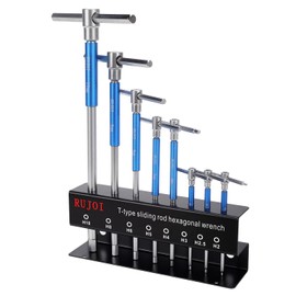 RUJOI T Handle Allen Wrench Set,6PCS T-Handle Hex Key with Speed Sleeves for Fast Spinning,Sliding Top Handle for“T " or“L”Shape for T Handle Driver, T handle set store in Folded BAG (Green-Trox)