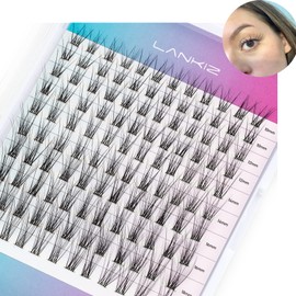 LANKIZ DIY Eyelash Extensions, Individual Eyelash Extensions, 120 Clusters, Soft and Lightweight, 10-20mm Mix Resuale Wide Band Cluster Eyelashes for Home Use (Fluffy)