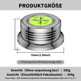 Tertullus 3-in-1 Plate Weight Stabiliser 50Hz 304G Vinyl Clamp Plate Stabiliser Turntable Level Aluminium LP Weight Turntable Puck for LP Turntable Phono Turntable