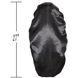 2 Pcs Hair Bonnets for Women Satin, Black Leopard Soft Elastic Band Silky Sleeping Cap Big Bonnets for Women Bonnet for Braids