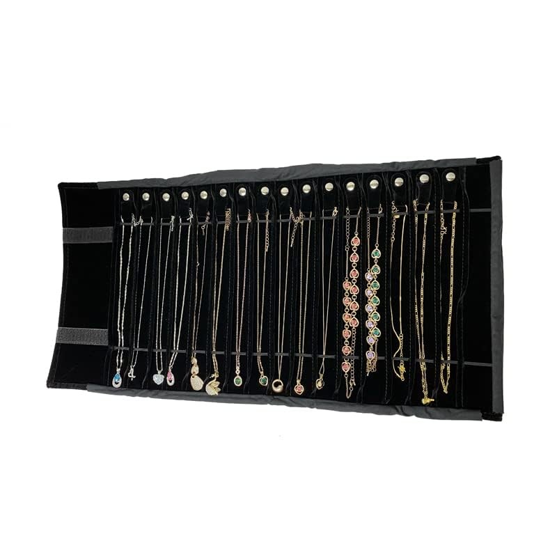 Portable Jewelry Roll Untangled Secure Necklace Travel Storage Bag Displays