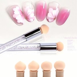 Nail Art Gradient Double Head Latex Balls 4 Nail Design Art Gel Gradient Sponge Tool Options / 네일아트 그라데이션 더블헤드 라텍스볼 4개 네일 디자인 아트 젤 그래디언트 스폰지 도구 옵션