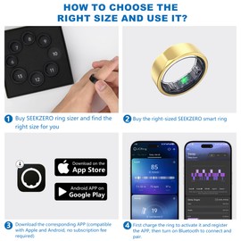 SEEKZERO Smart Ring-Size First Before You Buy, No APP Subscription,7-10 Days of Use,Sleep & Activity Real-Time Monitor, Stress/Heart Rate/SPO₂ Tracker, Compatible with iOS and Android (Rose Gold, 8)
