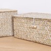 FEIALNDUO Wicker Shelf Baskets with Lid,Seagrass Storage Basket Bins Rectangular