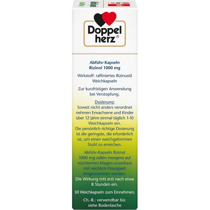 Doppelherz laxative capsules castor 1000 mg - castor oil 100%