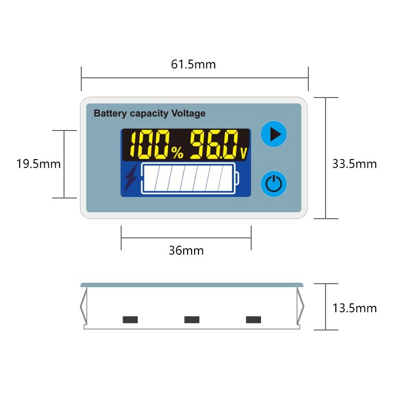 Golf Cart Battery Meter - 10-100V Digital Battery Capacity Voltmeter