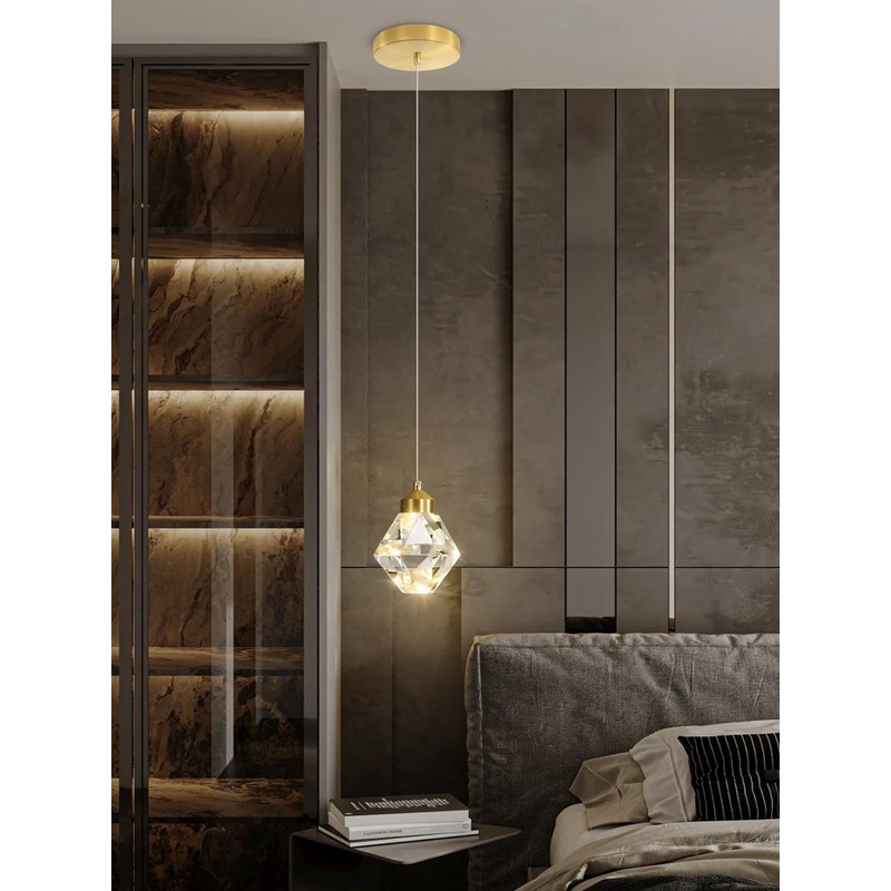 Crystal Pendant Light for Kitchen Island,Gold Chandelier Lights Fixture, Hanging