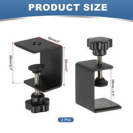 PATIKIL C Clamps, 2 Pcs Heavy Duty Metal Black Desk Clamp Adjustable Mounting Table Clamp with Protective Pad for Fixing Acrylic Glass Plastic Wood Sheets, Black