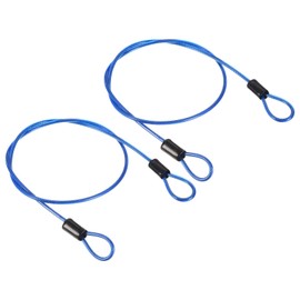 PATIKIL Security Steel Cable 2.5mm x 0.5m/1.64ft Coated Luggage Lock Wire Rope with Double Loop Blue 2 Pack
