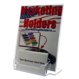 Marketing Holders Lot of 2 Ad Frames 5" x 7" One Piece Mold Slant Back with Business Card Holder