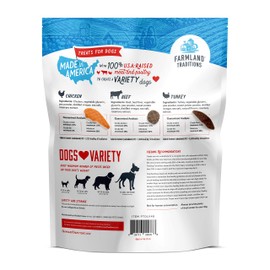 Farmland Traditions Dogs Love Jerky Dog Treats, Premium Dog Jerky Variety Pack with Chicken, Beef & Turkey, 3 Pound Bag