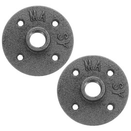 sourcing map 2 Pack Industrial Pipe Floor Flange, Iron Pipe Fittings, 1/2 Inch Threaded Flange for DIY Project/Furniture/Shelving Decoration Black