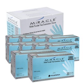 Adenna Miracle 4 mil Powder-Free Nitrile Exam Gloves, Medical Grade, Blue, Large, Case of 2000