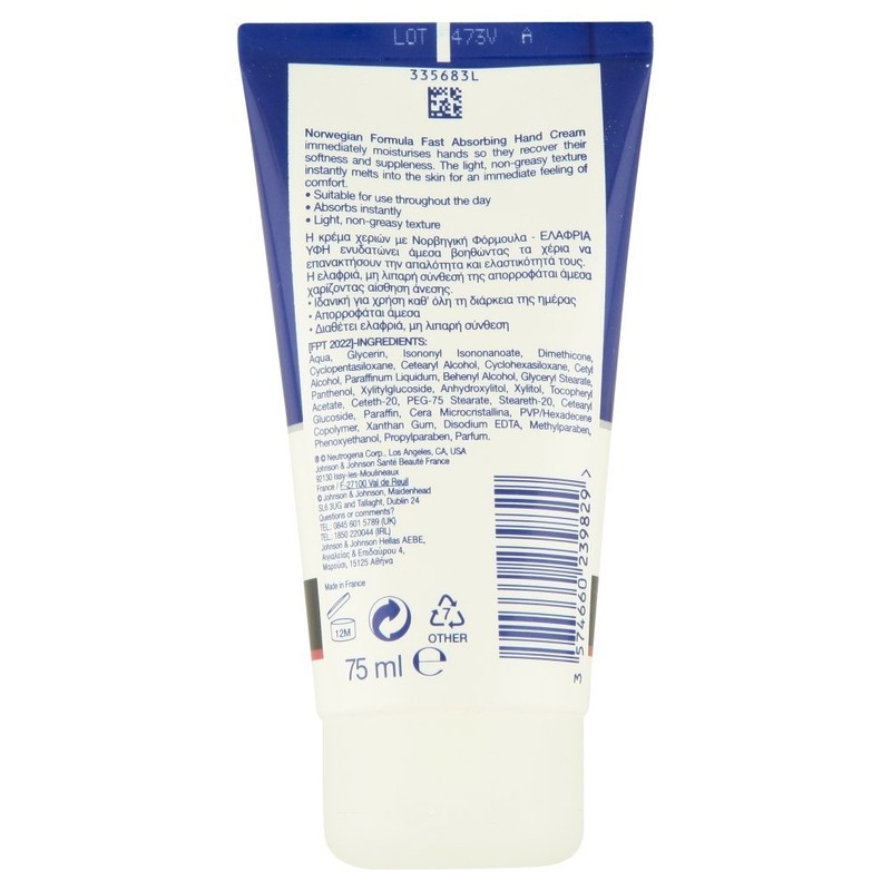 Neutrogena Norwegian Formula Fast Absorbing Hand Cream, 75 ml