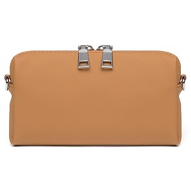 Joyway Travel Makeup Bag, Large Capacity Cosmetic Bags for Women, Waterproof Portable Pouch Open Flat Toiletry Bag Make up Organizer with Divider, Can be fitted with suspenders(Brown)