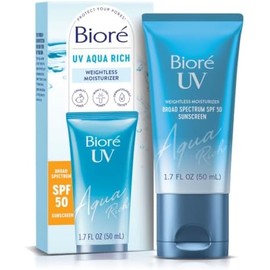 Bioré UV Aqua Rich SPF 50, Humectante Diario y Protector Solar para el rostro, 1.7 oz