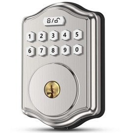 52HZ 52HZ Keyless Entry Door Lock with Code, Electronic Keypad Deadbolt with 2 Keys, Smart Door Locks for Front Door, Voice Guidance, Anti-Peeping Password, Auto Lock, Easy to Install, Satin Nickel