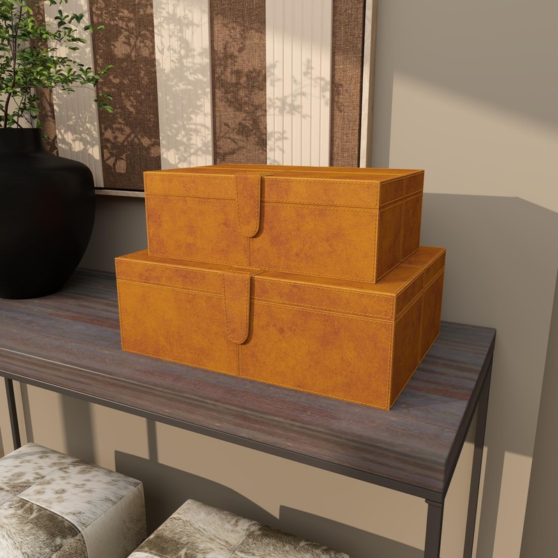 Deco 79 Leather Handmade Decorative Box Storage Decorative Keepsake Boxes