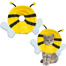 crazy bean Cat Collar Soft Leak Protection Dog Protective Collar Cone Collars Adjustable for Pets Recovery Collar Yellow Bee, S
