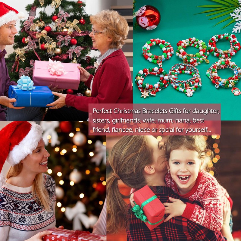 CERSLIMO Christmas Bracelet Gifts for Women Girls - 4 Pcs