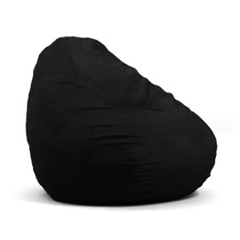 Big Joe Lotus Foam Filled Teardrop Bean Bag Chair with Removable Cover, Black Plush, Soft Polyester, 4 feet Big