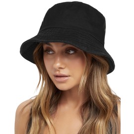 FURTALK Unisex Fishing Hat Cotton Bucket Hat Adjustable Sun Hat for Men and Women, black