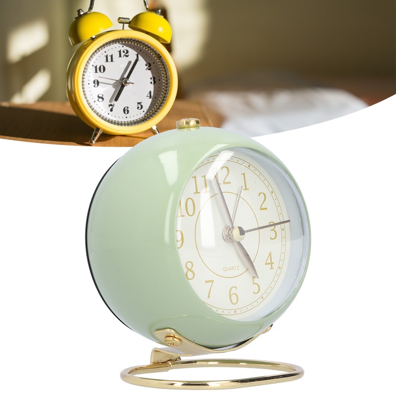 Alarm Clock Silent Non Ticking Metal Paint Power Saving Eye