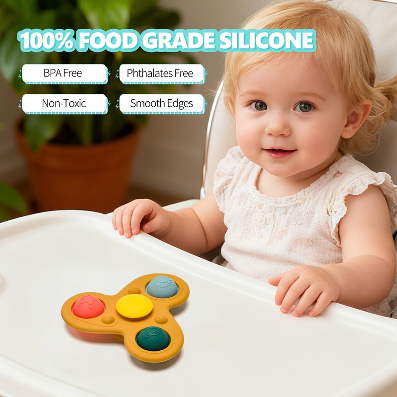 Silicone Suction Cup Spinner Toy for Babies&Toddlers(Planet Style)