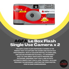 Disposable Cameras Multipack - Includes 2 AgfaPhoto LeBox Disposable Camera Single-Use Film Cameras with 27 Exposures and Clikoze Disposable Photography Tips Card