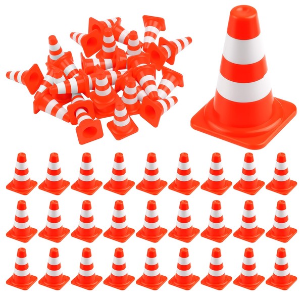 ECNHIVE 30PCS Mini Traffic Cones, 0.94x0.43 Plastic Miniature Road Safety